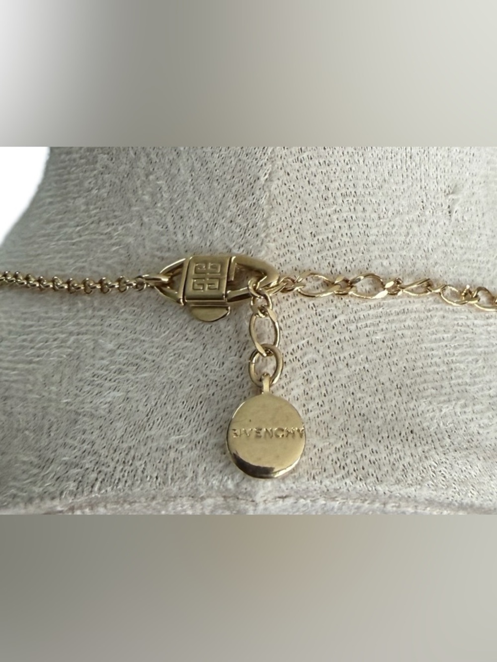 Givenchy Gold Chain Necklace with Teal Blue Crystals - Picture 2 of 5
